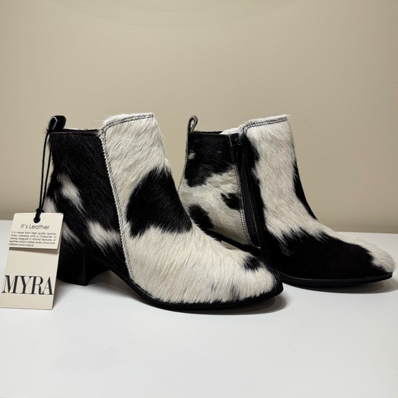 Myra Bag Shoes - Myra Bags Neotron Hair-on Cowhide Ankle Boots – Block Heel 
NWT